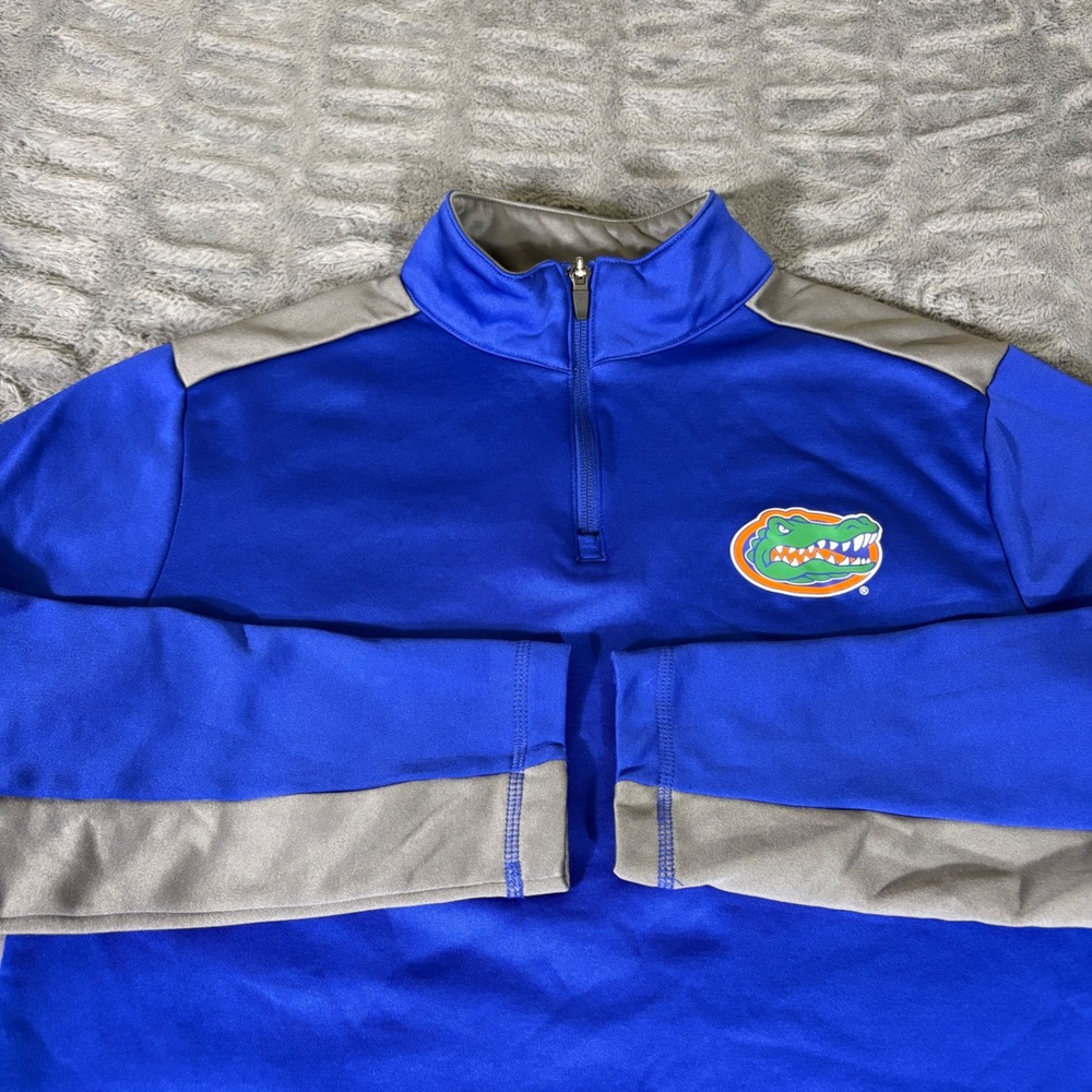 Fanatics Florida Gators Mens Medium 1/4 Zip Pullover Blue Gray Fleece AR816